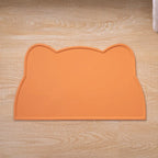 Tapis de repas en silicone orange, bords relevés, forme tête de chat