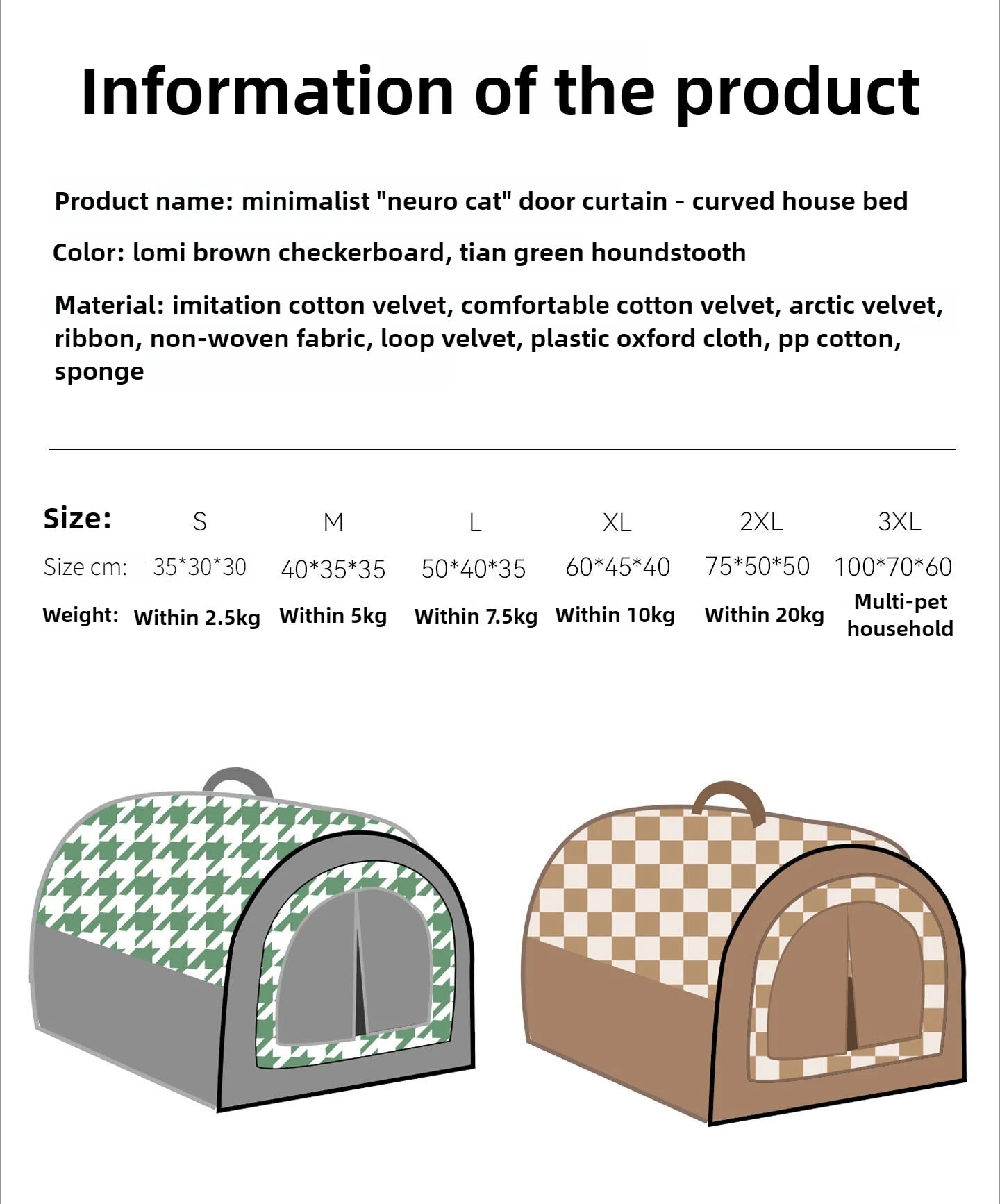 Niche chat fermée gris/beige/rose - disponible en plusieurs coloris