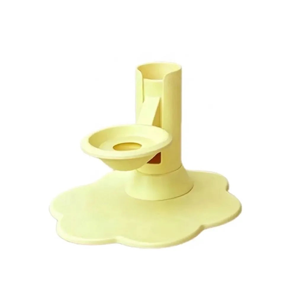 Fontaine à eau pour chat jaune à gravité, base large et bol avec trou