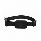 Collier de suivi GPS noir avec module rectangulaire et icône patte sur sangle réglable