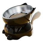 Gamelle de chat inclinée en inox anti-déversement noire, base antidérapante