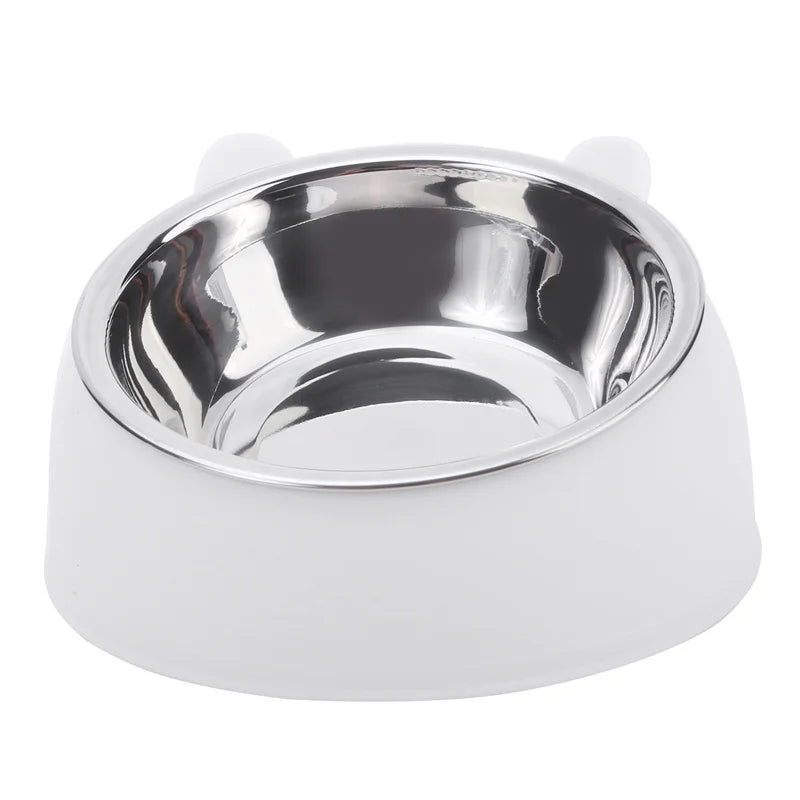 15° Tilted Cat Bowl – Non-Slip Base, PP and Stainless Steel