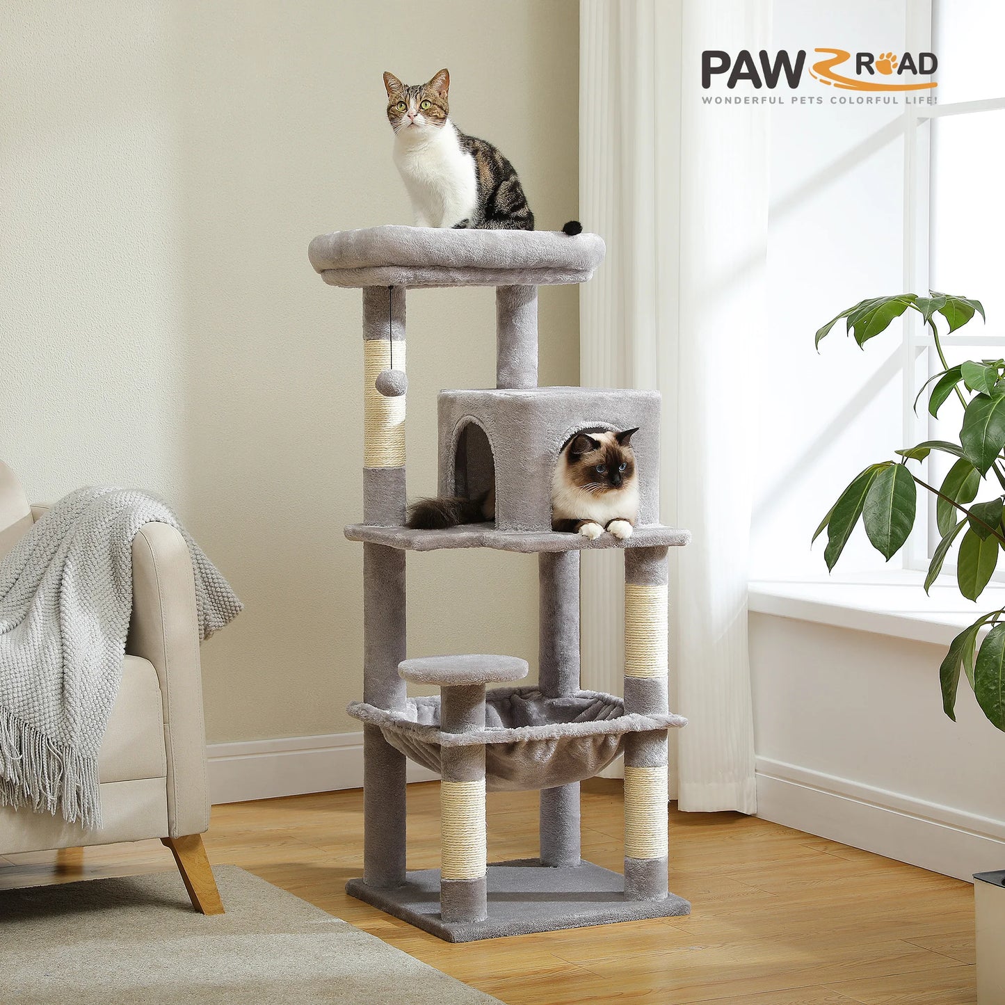 5-Tier Cat Tree — Large Cat Tower with Hammock & Perch for Large Cats