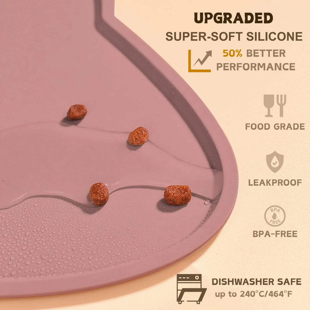 Tapis de repas silicone chat & chien - Bords relevés waterproof