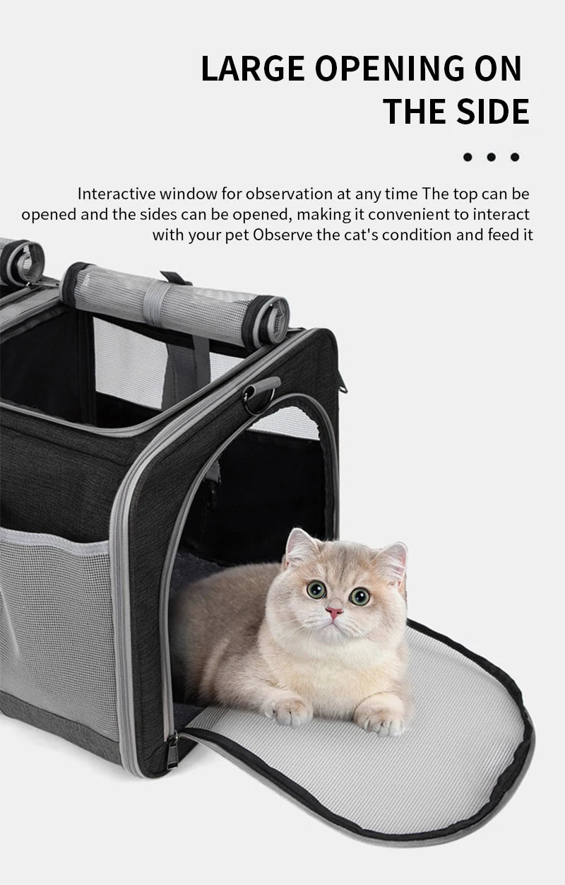 Sac de Transport Chariot XL pour Chat et Chien – Pliable, Roulettes Amovibles