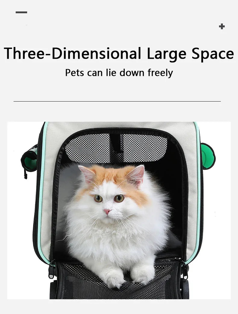 Sac de Transport à Roulettes pour Chat et Chien — Grande Capacité, Pliable, Cabine de Voyage