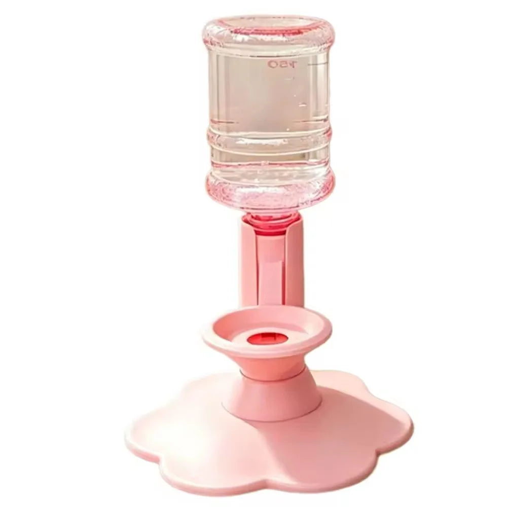 Fontaine à eau pour chat rose, réservoir transparent et base en forme de patte