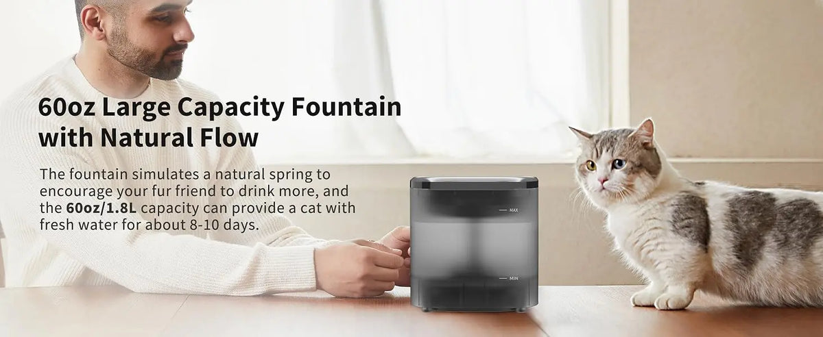Fontaine à eau PETKIT pour chat 1,85 L avec pompe sans fil