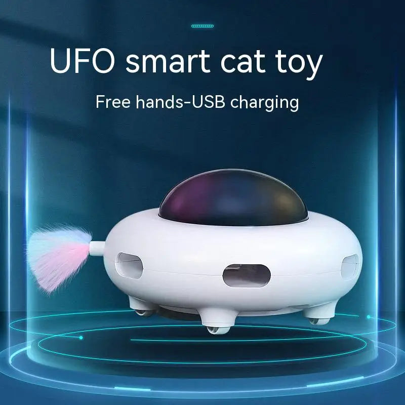 Jouet Interactif Chat UFO - Plumes Automatiques Rechargeable USB