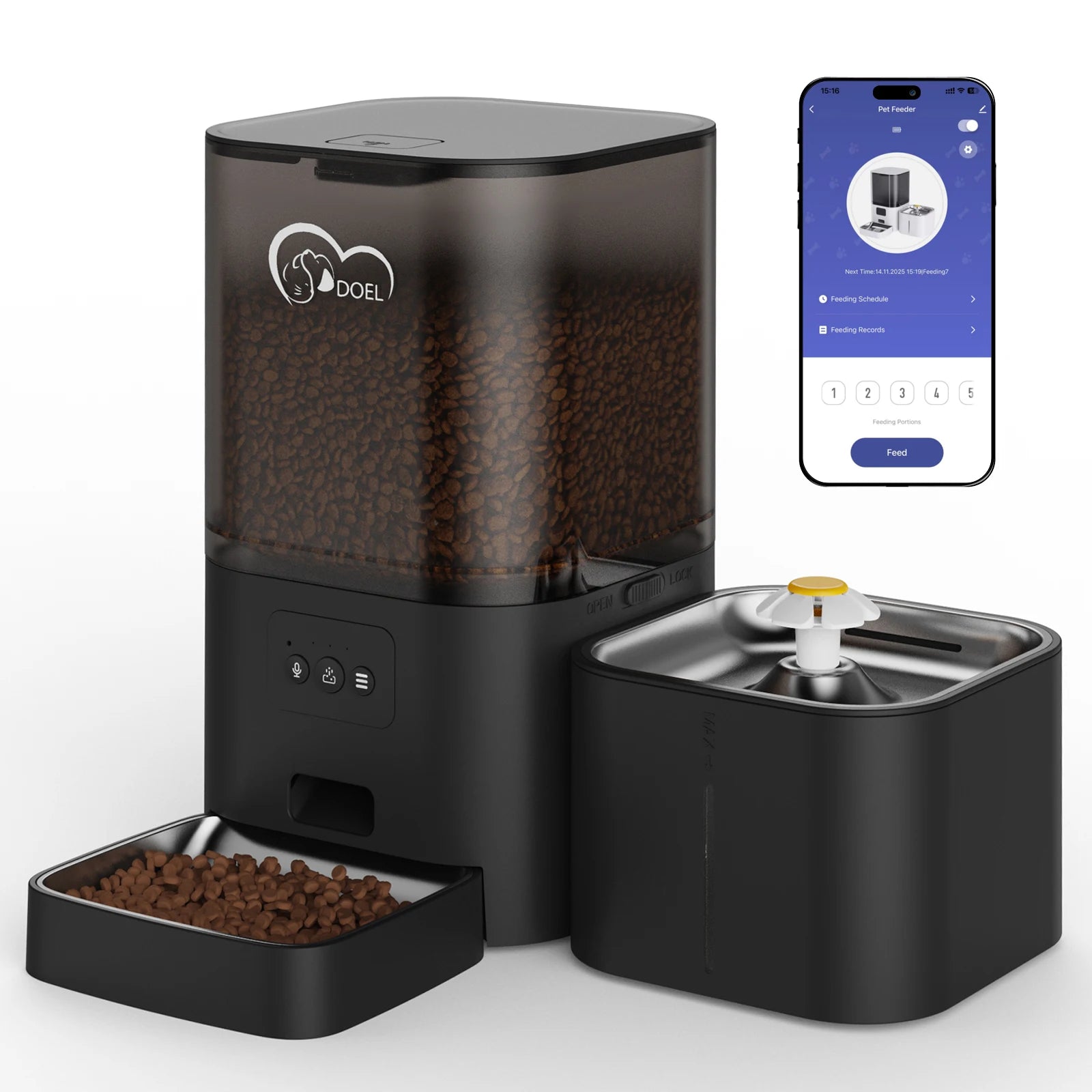 Distributeur Automatique 2-en-1 Chat - Croquettes & Fontaine