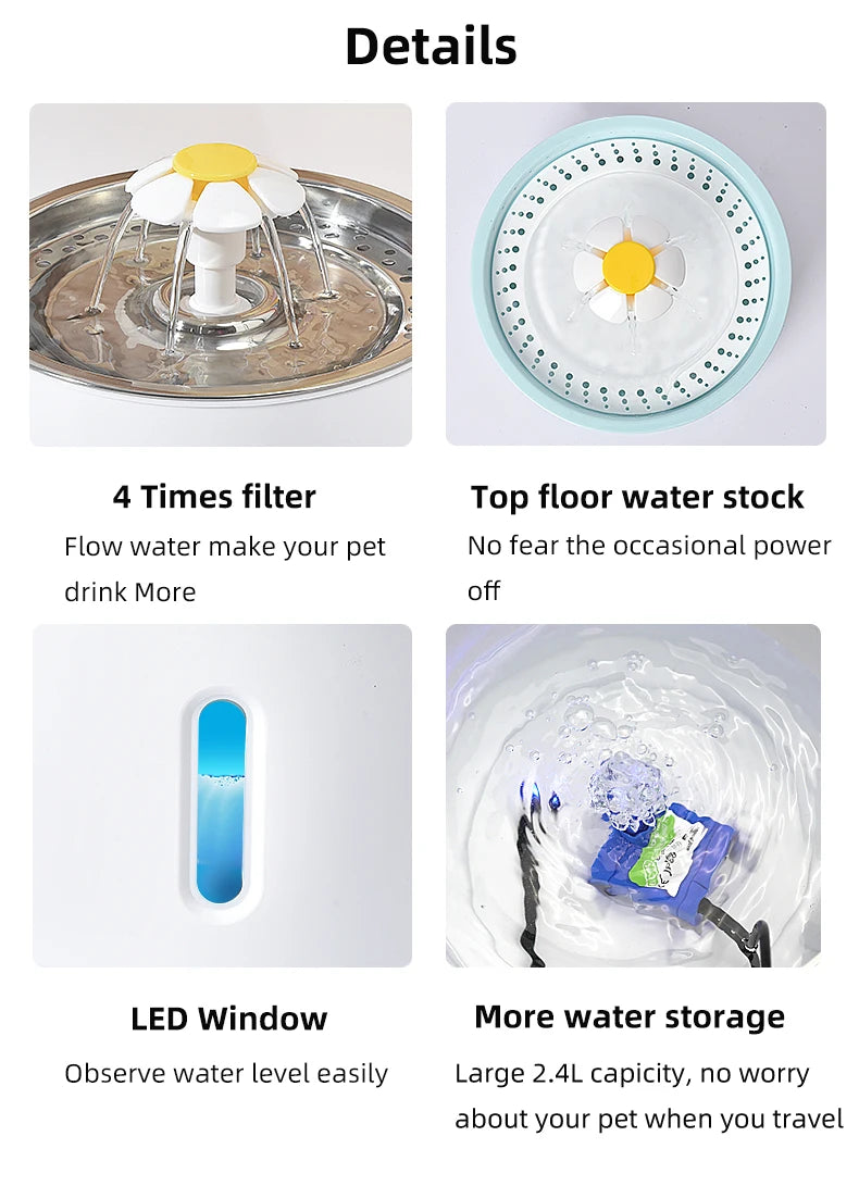 Fontaine à Eau Automatique en Inox pour Chat - Distributeur Intelligent avec Filtre