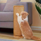 Tapis grattoir pour chat en chanvre naturel, surface tissée en position verticale
