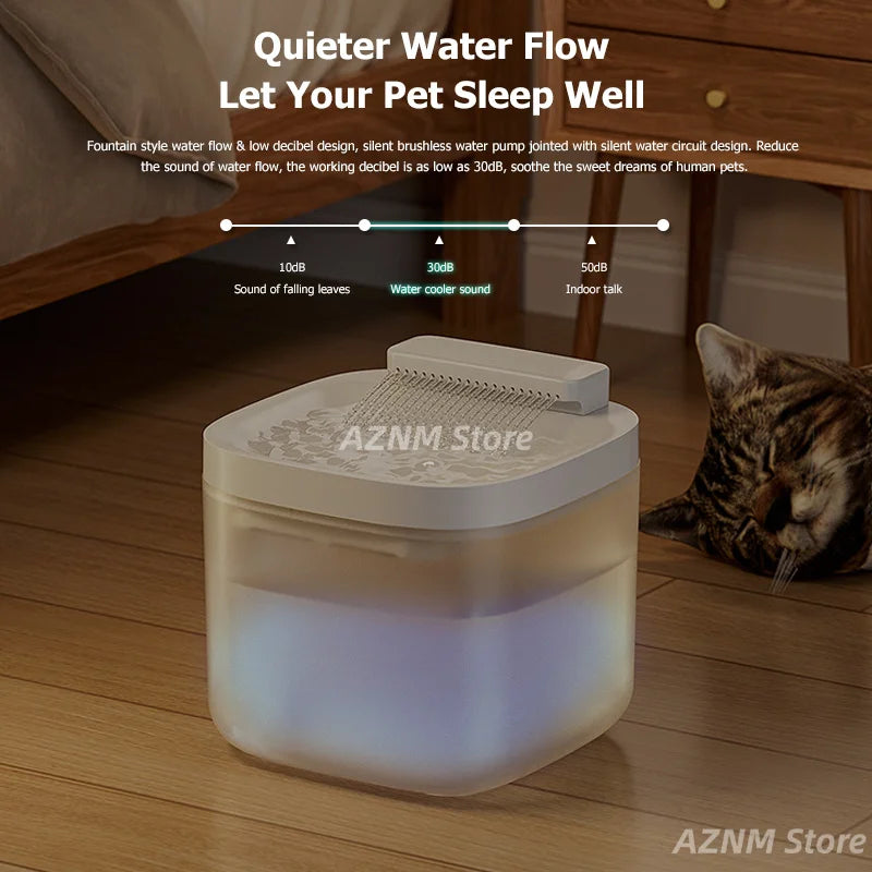 Fontaine à eau pour chat blanche translucide, réservoir rond et grille supérieure