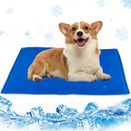 Tapis rafraîchissant en gel bleu pour chien et chat, surface rectangulaire.