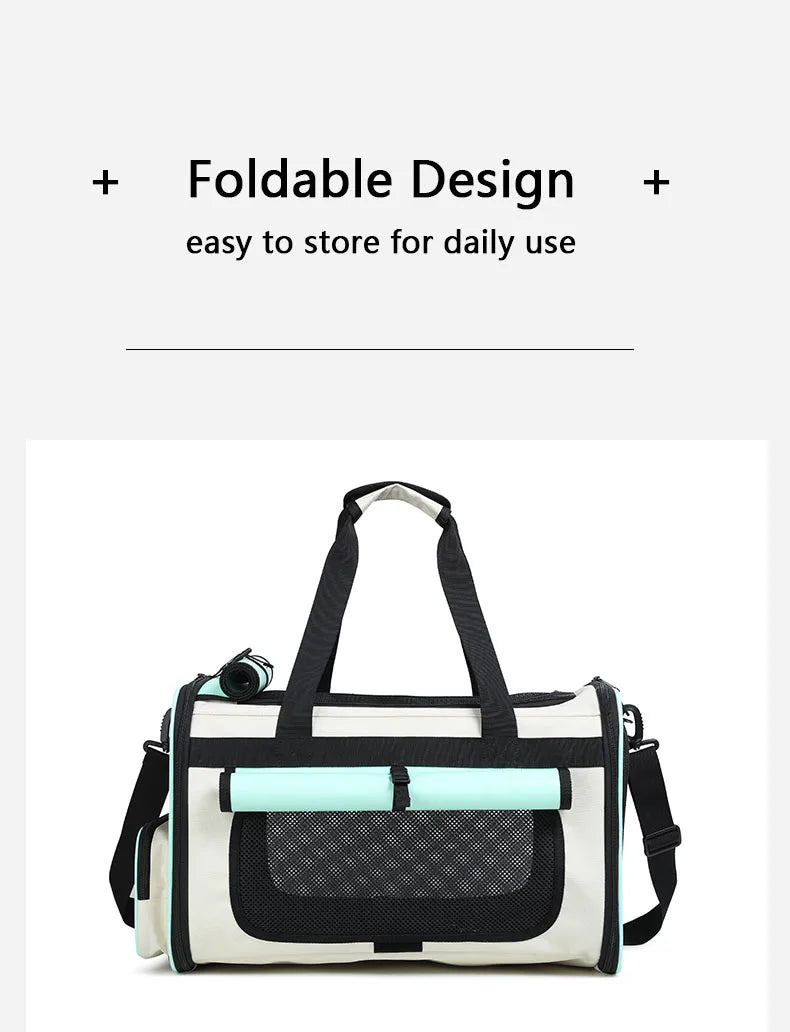 Sac de Transport à Roulettes pour Chat et Chien — Grande Capacité, Pliable, Cabine de Voyage