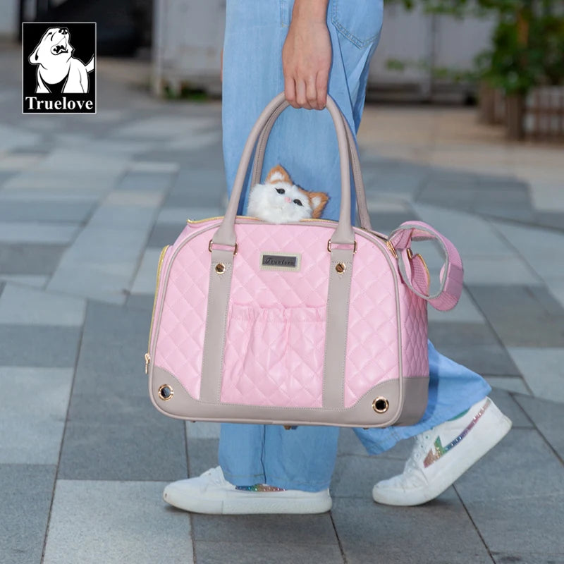TRUELOVE TLX6971 Fashion Pet Carrier – Cat & Small Dog, Breathable Leather, Sizes M/L