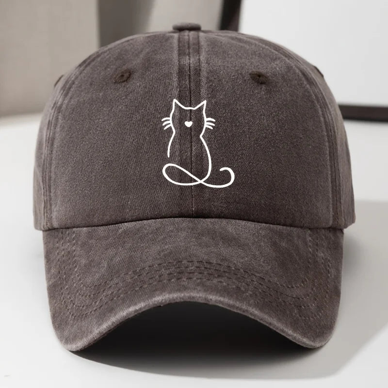 Casquette Baseball Motif Chat – Réglable Unisexe | 6 Coloris