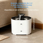 Fontaine à eau pour chat blanche, jet d’eau au centre et repères MAX/MIN