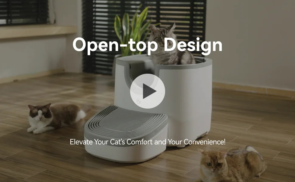 Furoomate Litière Autonettoyante – Design Ouvert, Extra-Large, Multi-Chats