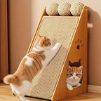 Tapis grattoir pour chat en chanvre naturel avec surface tissée sur cadre en bois