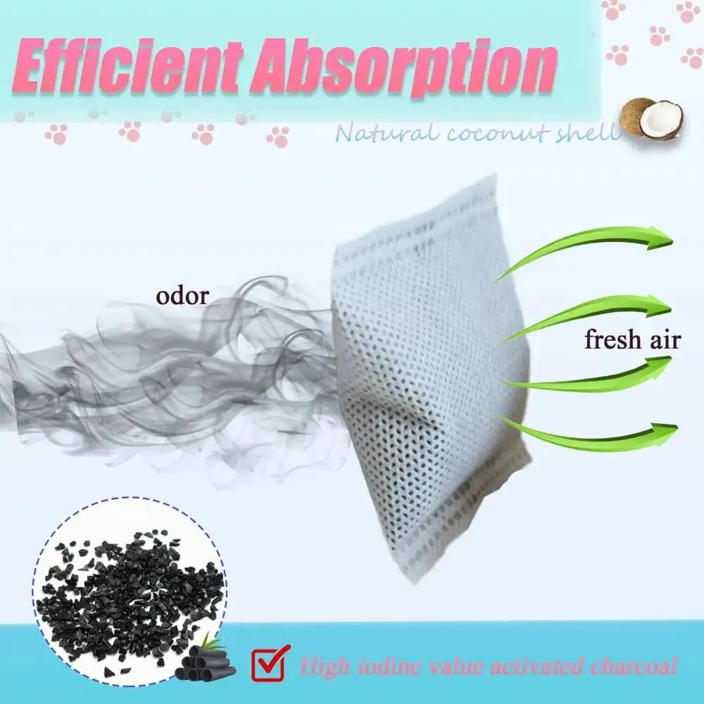 Activated Carbon Odour Filters for Cat Litter Box - Pack of 12