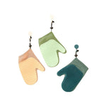 Ensemble de gants de toilettage double face vert menthe, beige et vert foncé