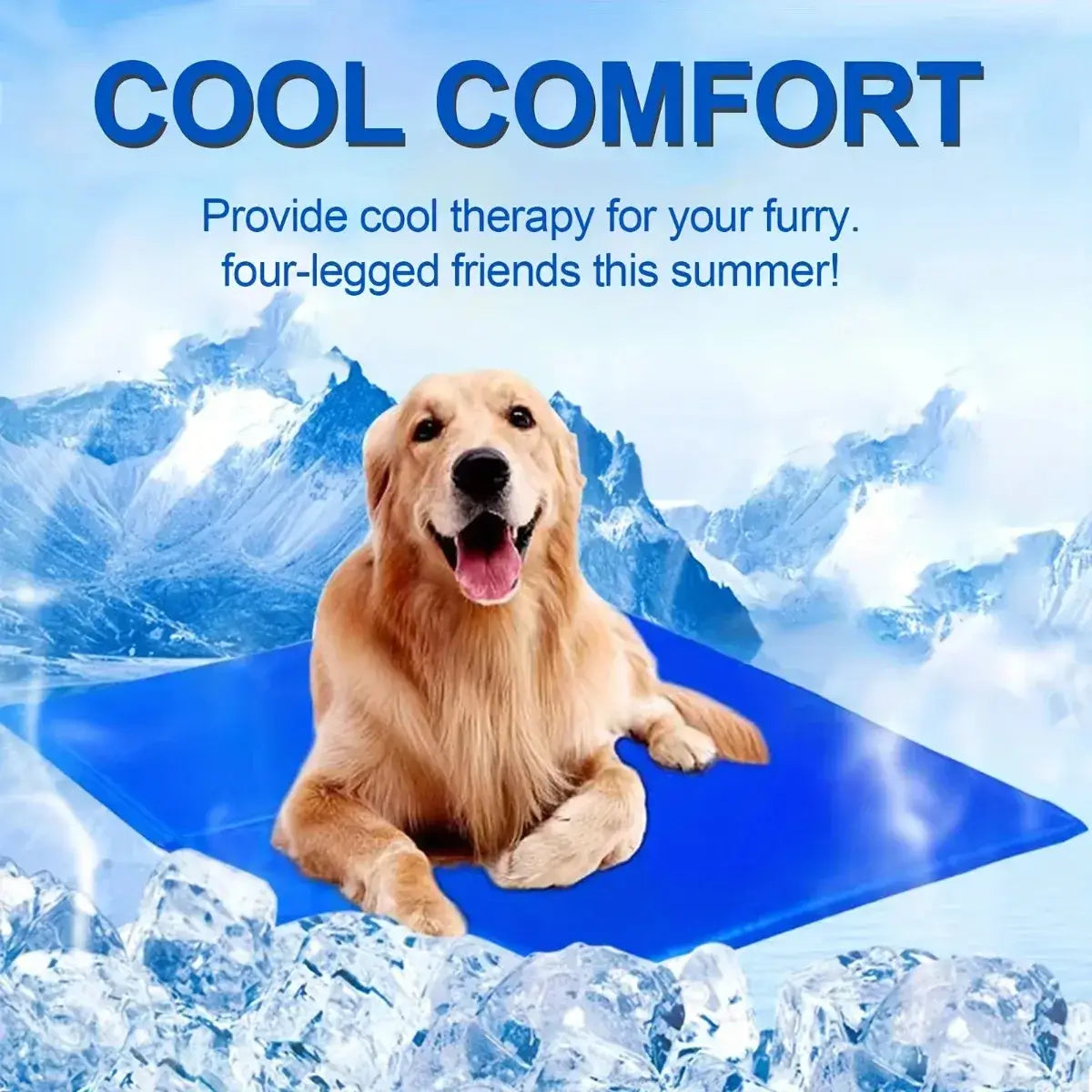 Tapis gel rafraîchissant bleu pour chien et chat, coussin de refroidissement.