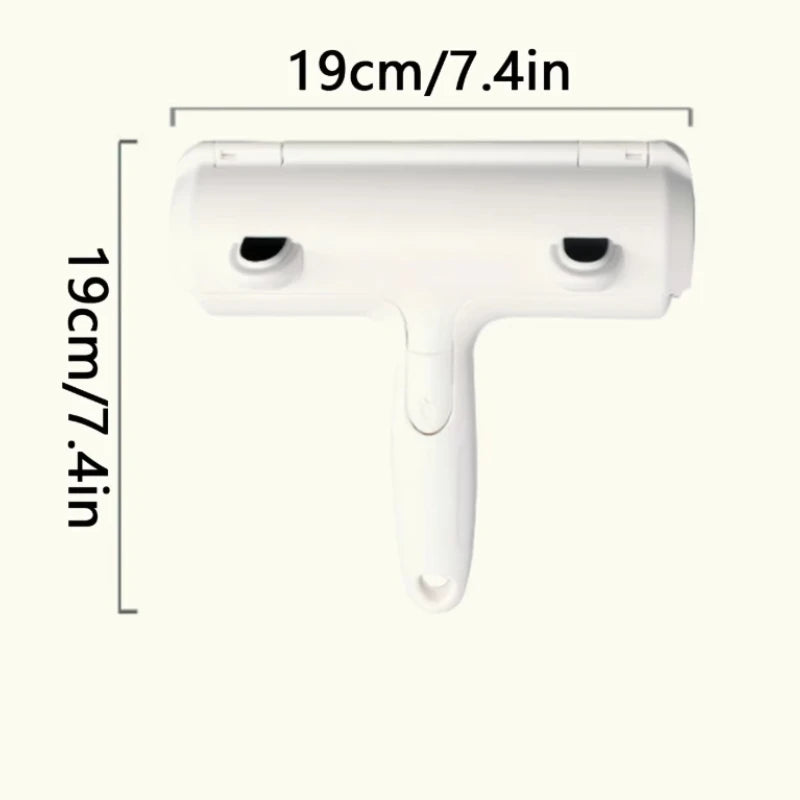Brosse anti-poils blanche, vue de profil, tête rectangulaire et poignée