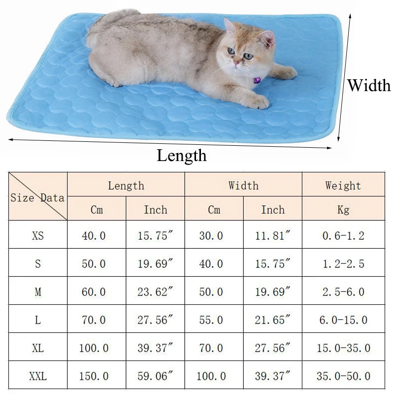 Tapis Rafraîchissant pour Chat et Chien — Couverture Respirante Été, Toutes Tailles