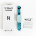 Collier GPS pour animal : sangle bleu et boîtier suiveur bleu clair avec motif patte