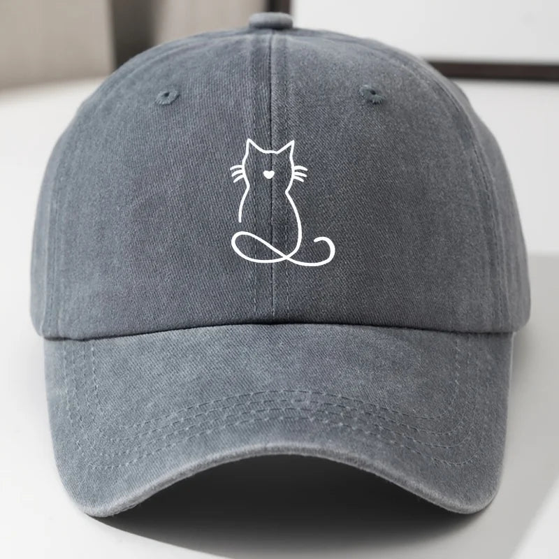 Casquette Baseball Motif Chat – Réglable Unisexe | 6 Coloris