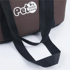 Sac de transport souple pour animaux, gros plan logo PetFang et sangles noires