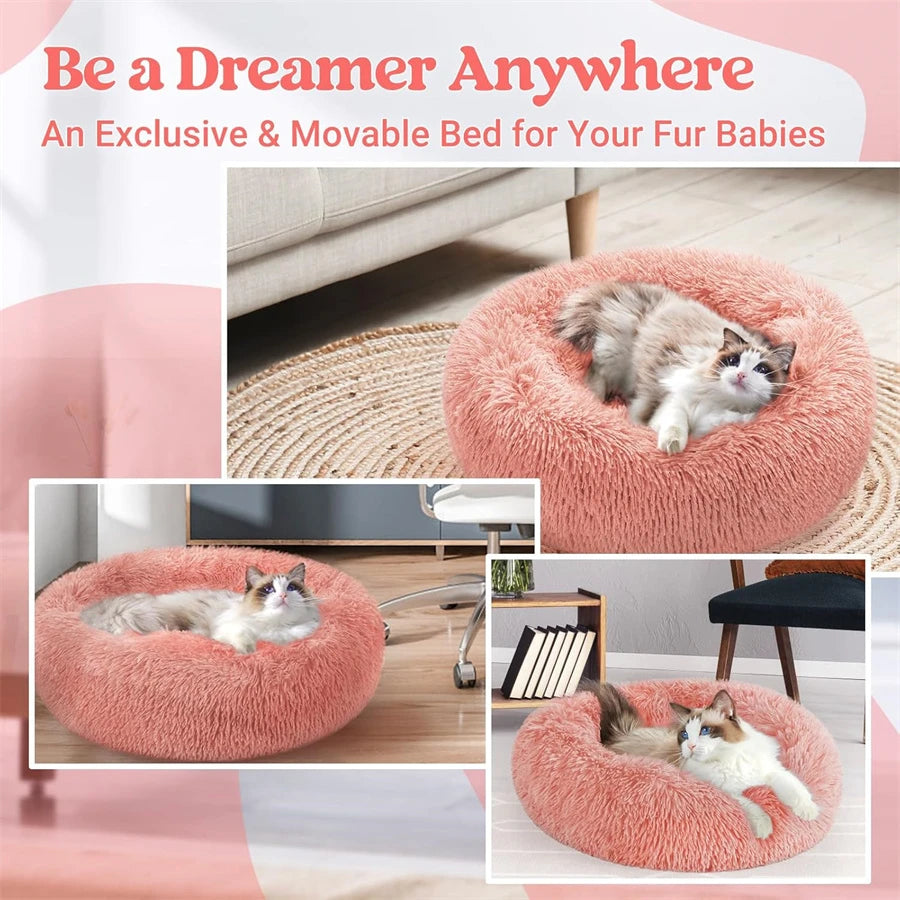 Panier Chat et Chien Douillet en Peluche - Lit Rond Confortable
