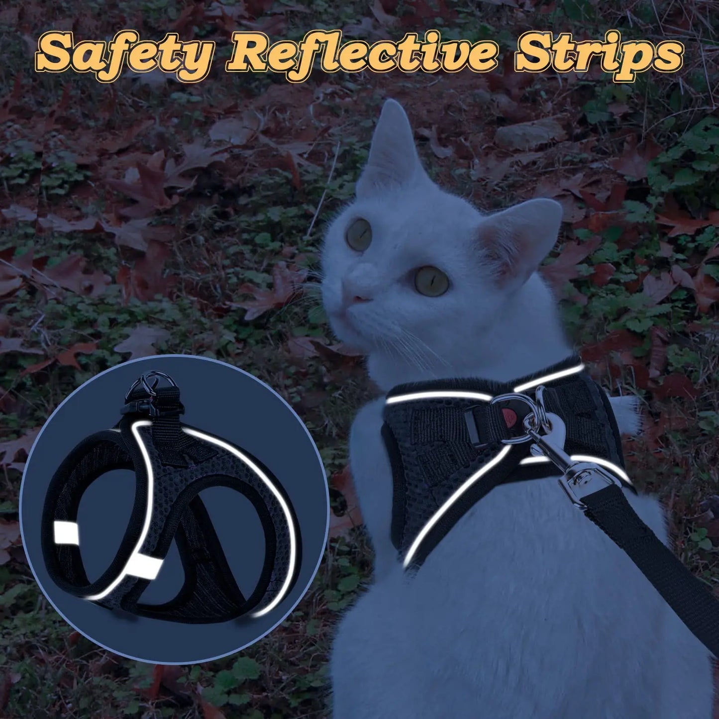 Cat & Small Dog Harness + Leash – Breathable Reflective Mesh XS/S/M