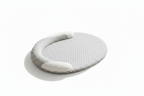 Coussin ovale gris clair pour animaux, cale-tête et rebord rembourré