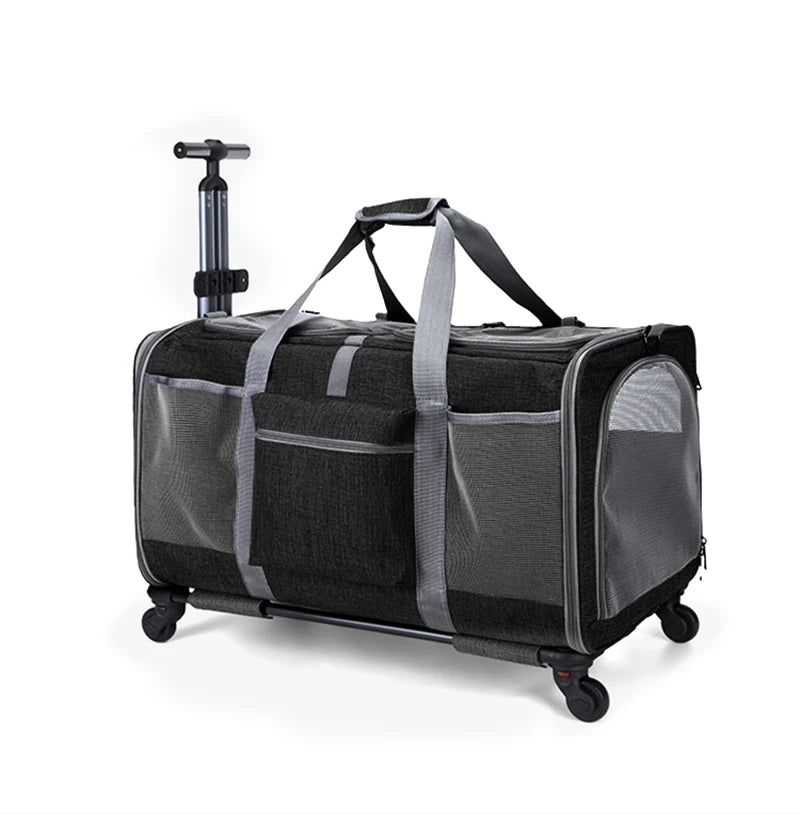 Sac de Transport Chariot XL pour Chat et Chien – Pliable, Roulettes Amovibles