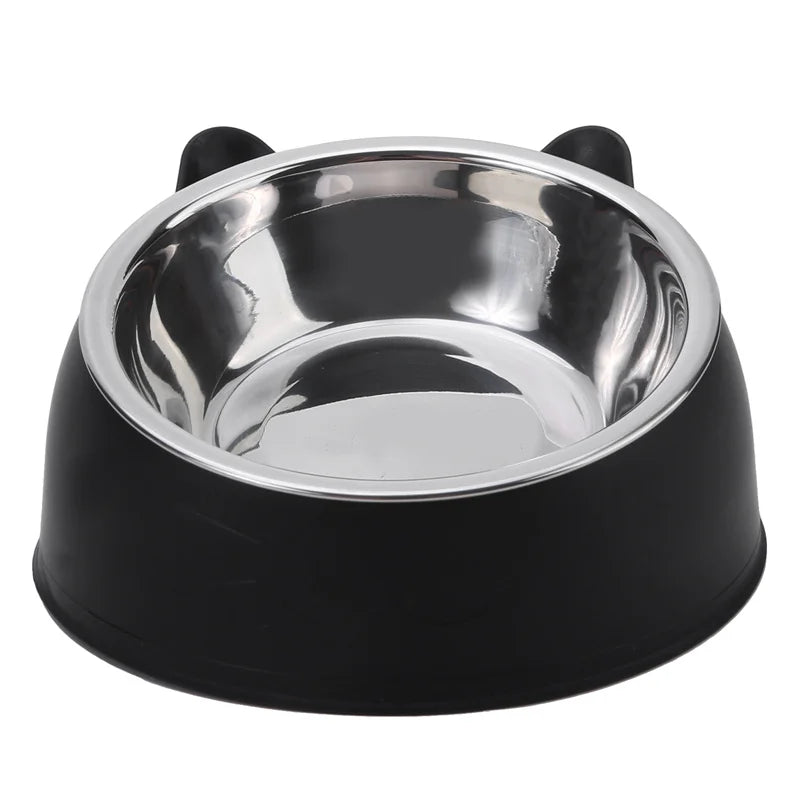 15° Tilted Cat Bowl – Non-Slip Base, PP and Stainless Steel