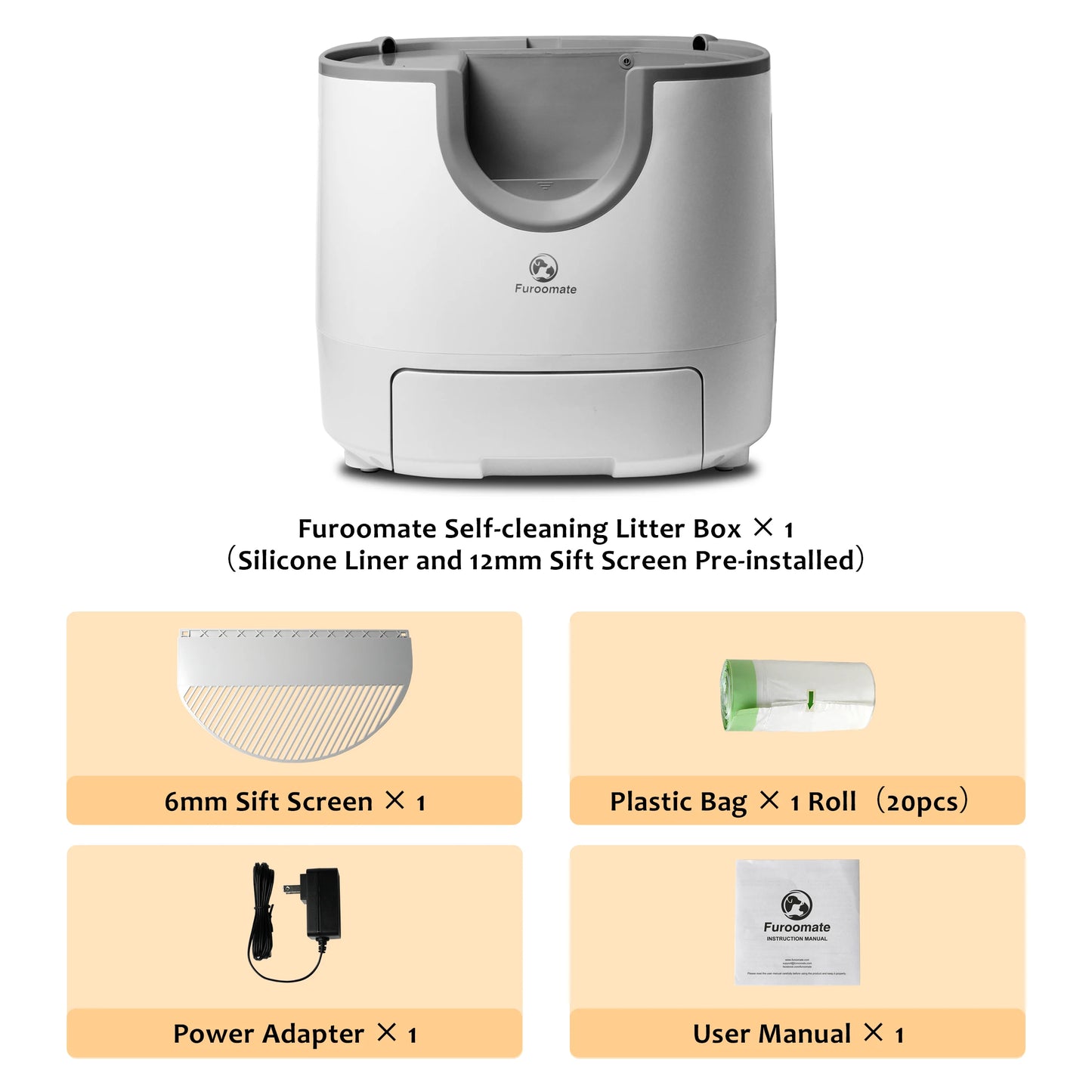 Furoomate Litière Autonettoyante – Design Ouvert, Extra-Large, Multi-Chats