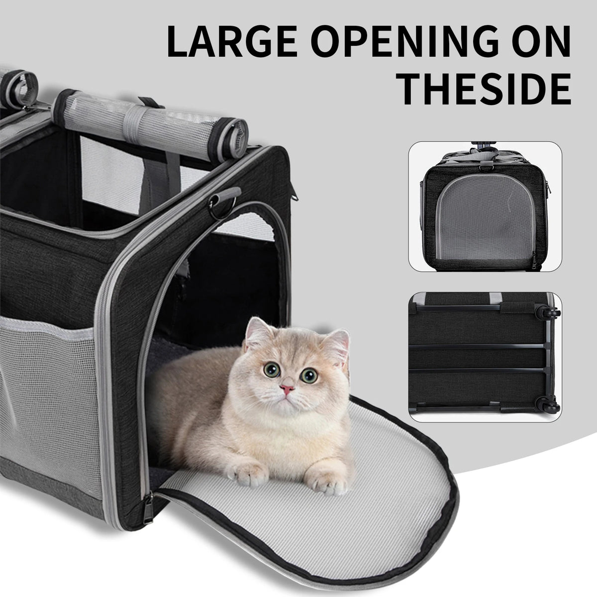 Sac de Transport Chariot XL pour Chat et Chien – Pliable, Roulettes Amovibles