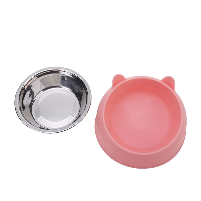 15° Tilted Cat Bowl – Non-Slip Base, PP and Stainless Steel