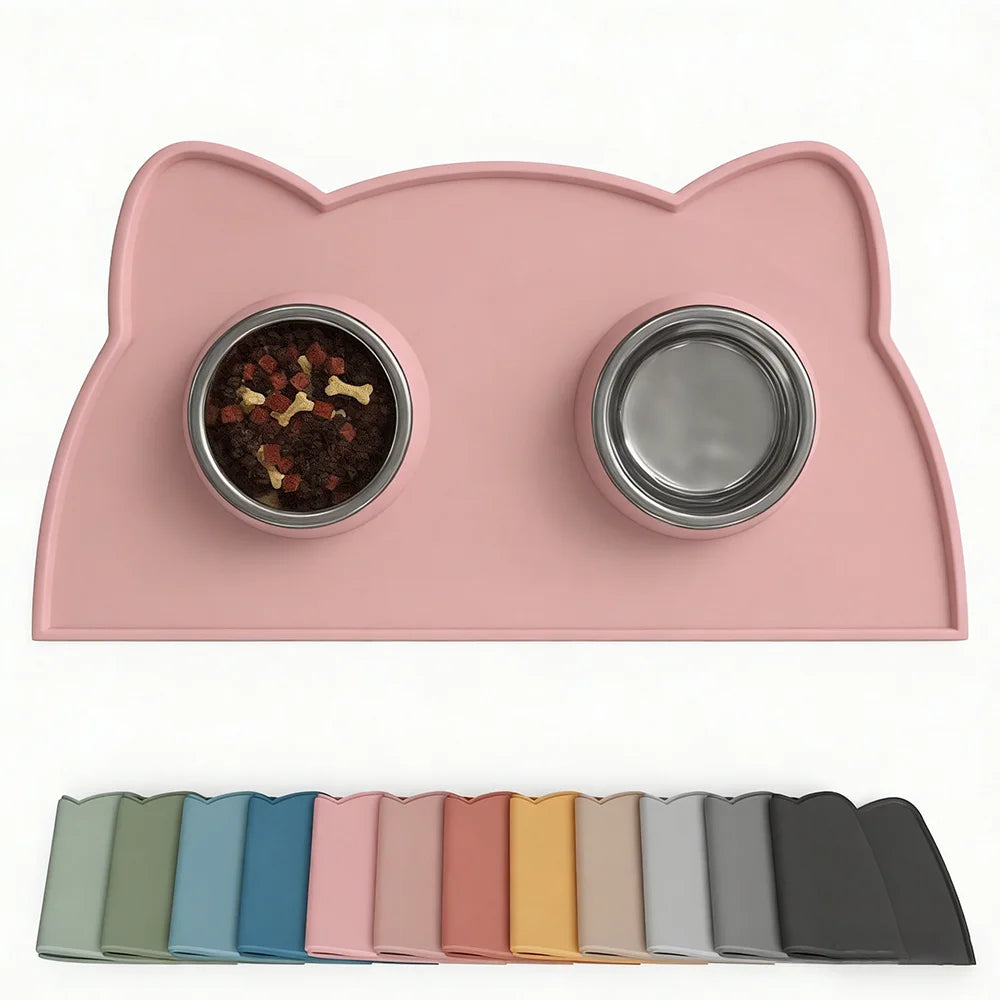 Tapis de repas silicone chat & chien - Bords relevés waterproof