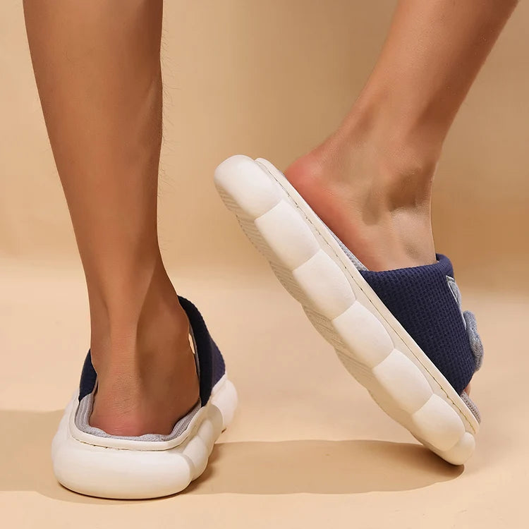 Chaussons Chat Mignon Femme — Pantoufles Plates Brodées Légères Été
