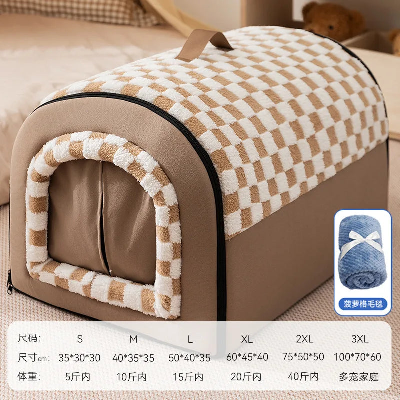 Niche Chat Fermée 4 Saisons - Tente Douillette avec Housse Amovible