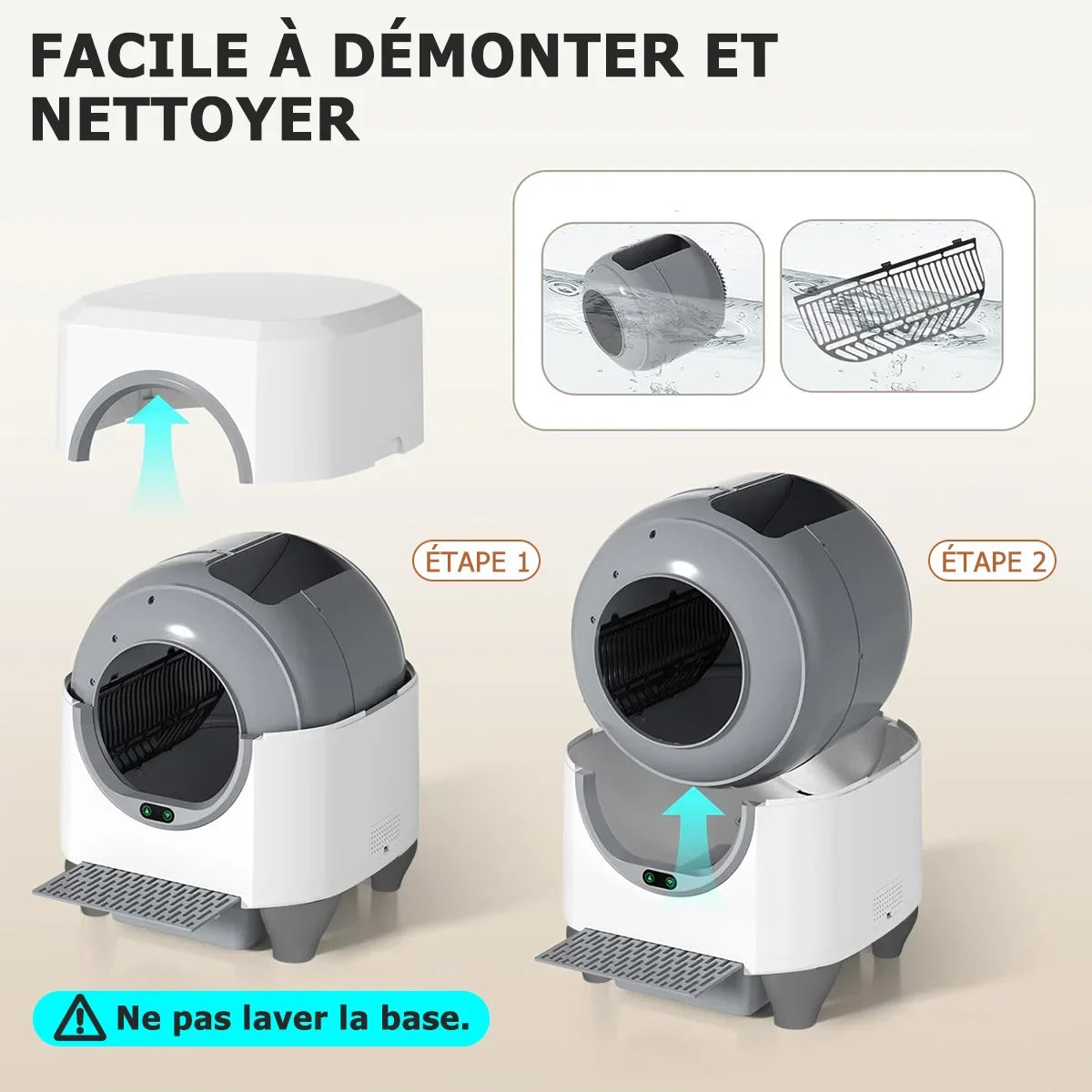 Smart Self-Cleaning Semi-Enclosed Litter Box – App Control, 80L, Odor Control