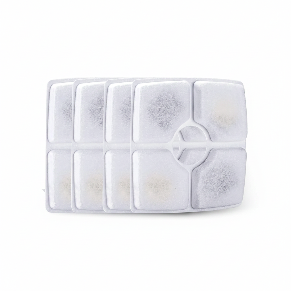 Lot de 4 filtres de remplacement rectangulaires pour fontaine à eau pour chat OYES