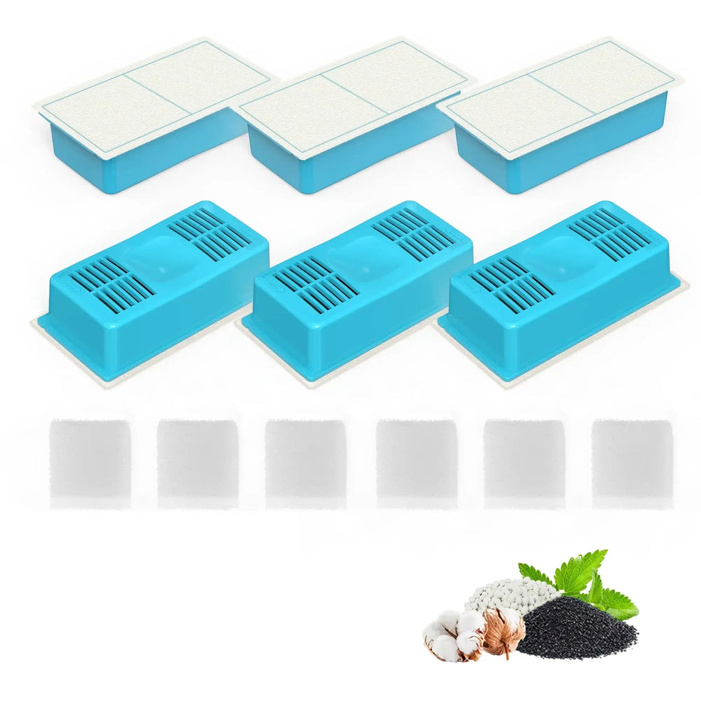 Jeu de filtres : 3 cartouches bleues et 6 tampons blancs rectangulaires