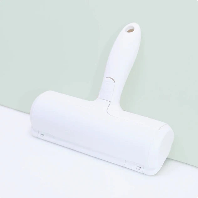 Rouleau anti-poils blanc avec poignée, tête de brossage large