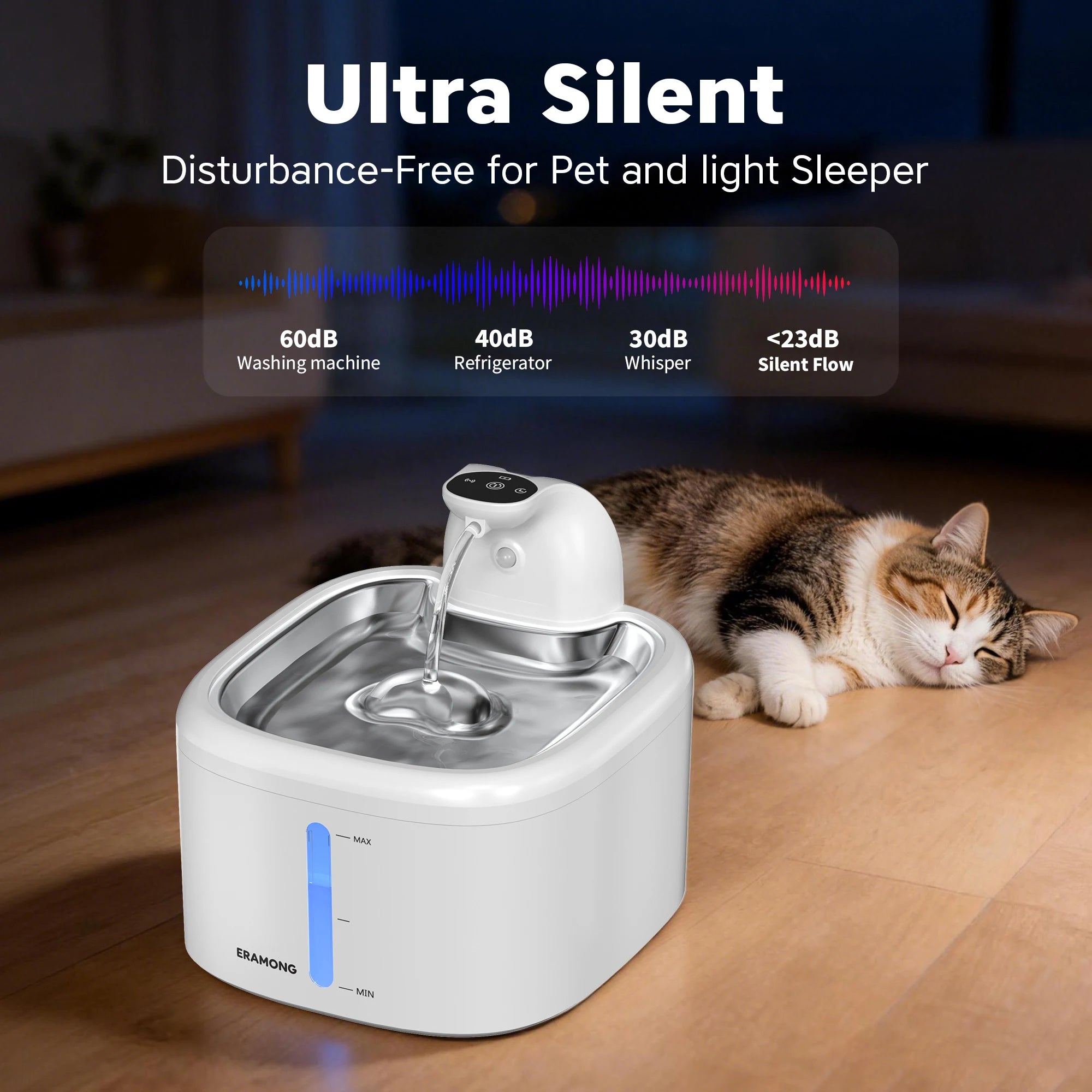 Fontaine à eau sans fil pour chat 3,5 L – Capteur intelligent