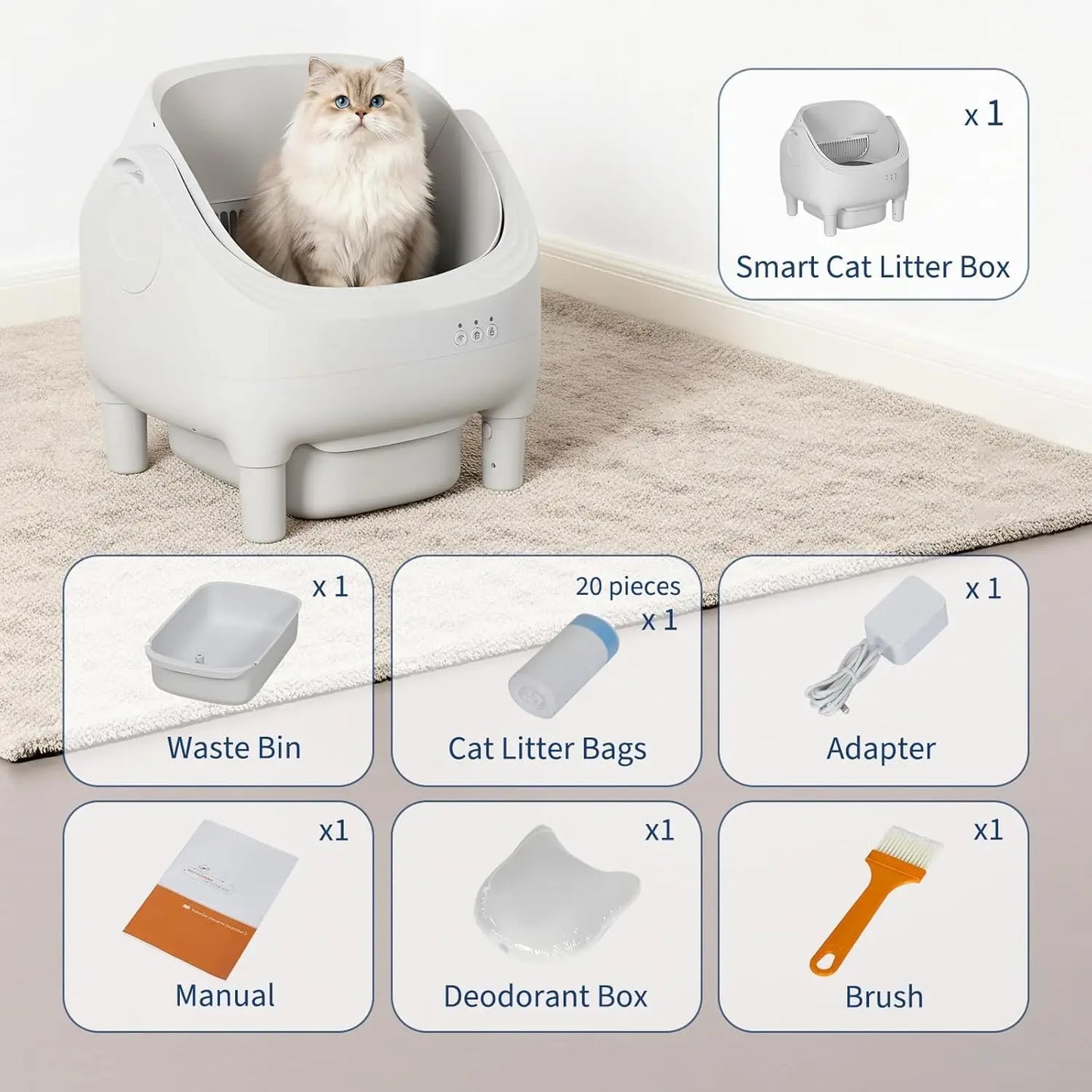 Smart Self-Cleaning Litter Box – Wi-Fi App, 10.5L, Ultra-Quiet | HiMISS