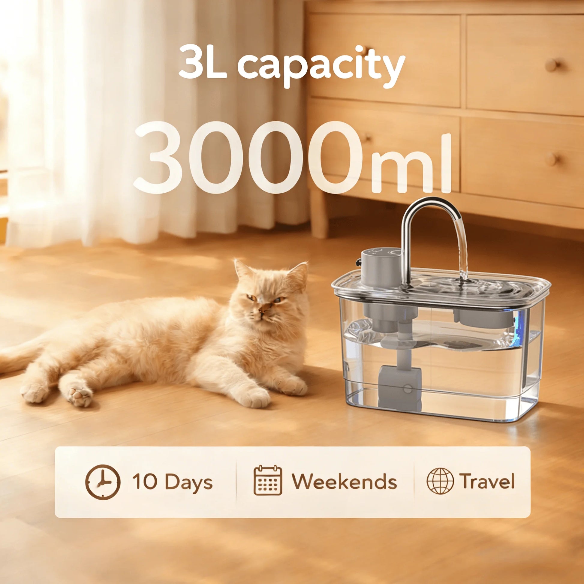 fontaine à eau chat inox  capacité 3 litres